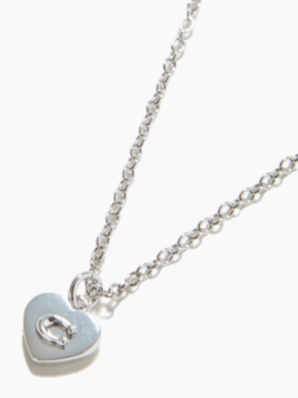 Coach Sterling Silver Heart Pendant Necklace